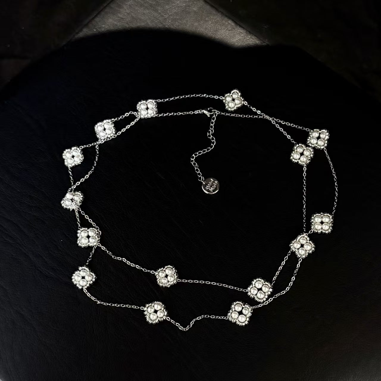 Hot selling Natural Freshwater white pearl necklace sweater chain, Fashionable handmade design pearl necklace for women