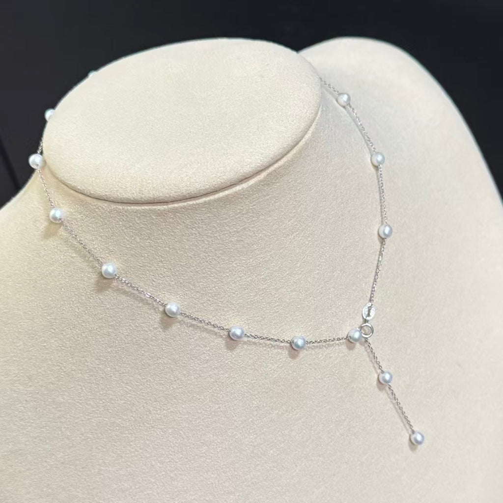 Hot selling Natural Freshwater white round pearl S925 silver starry sky necklace, Fashionable and versatile pearl necklace for women
