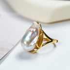 High Quality Baroque Freshwater Pearl Ring Luxury Female Index Finger Opening Design High Personality Style