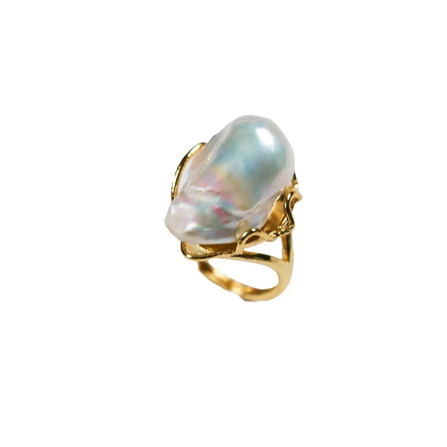 High Quality Baroque Freshwater Pearl Ring Luxury Female Index Finger Opening Design High Personality Style