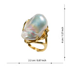 High Quality Baroque Freshwater Pearl Ring Luxury Female Index Finger Opening Design High Personality Style