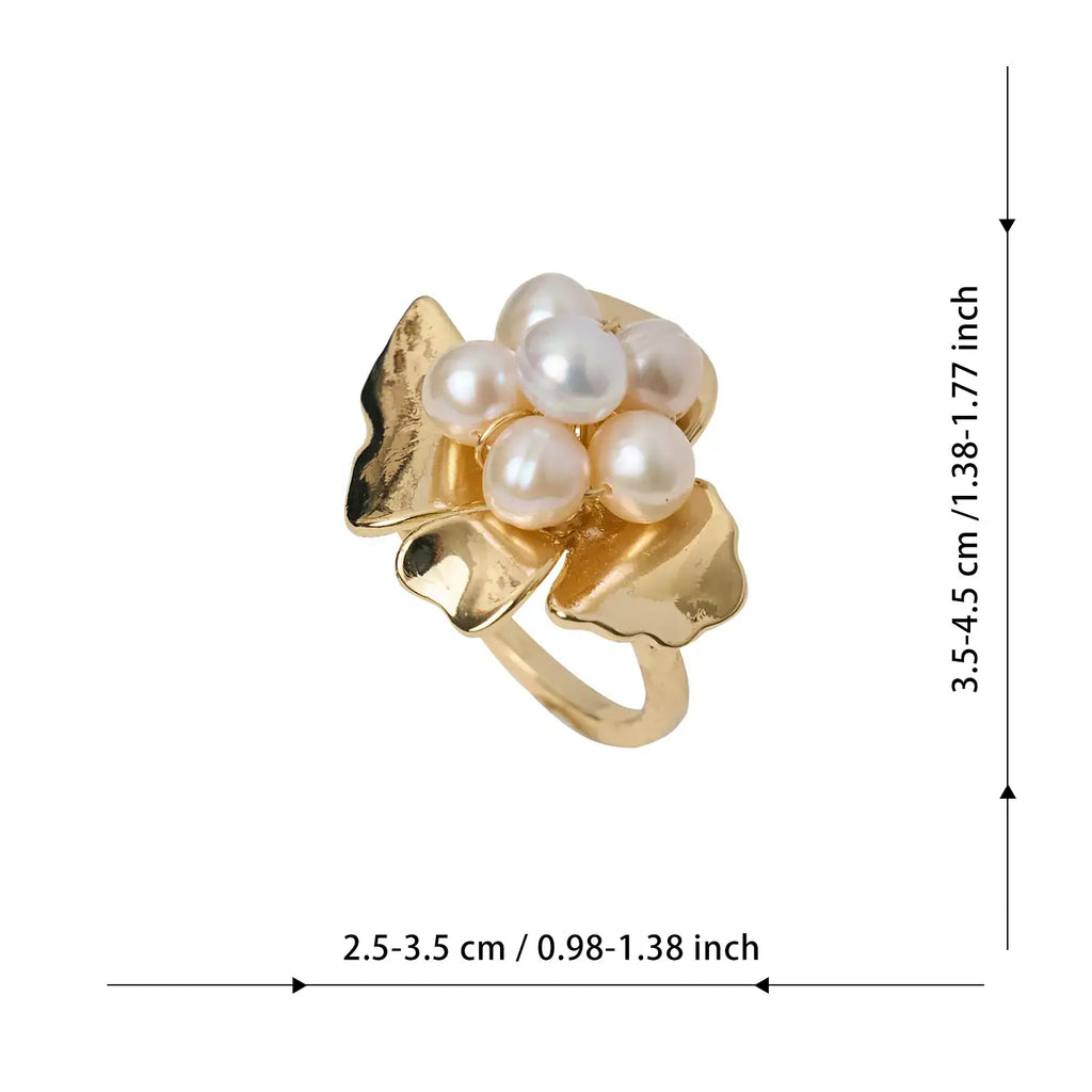 Hot Selling Freshwater pearl flower  Ring fashion vacation style flower  decoration trendy jewelry Ring