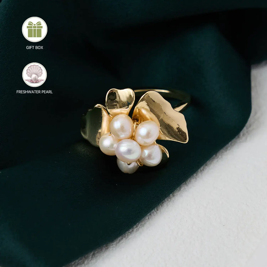 Hot Selling Freshwater pearl flower  Ring fashion vacation style flower  decoration trendy jewelry Ring