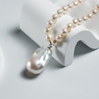 Natural freshwater white irregular Baroque pearl pendant necklace, fashionable high-end pearl necklace for women