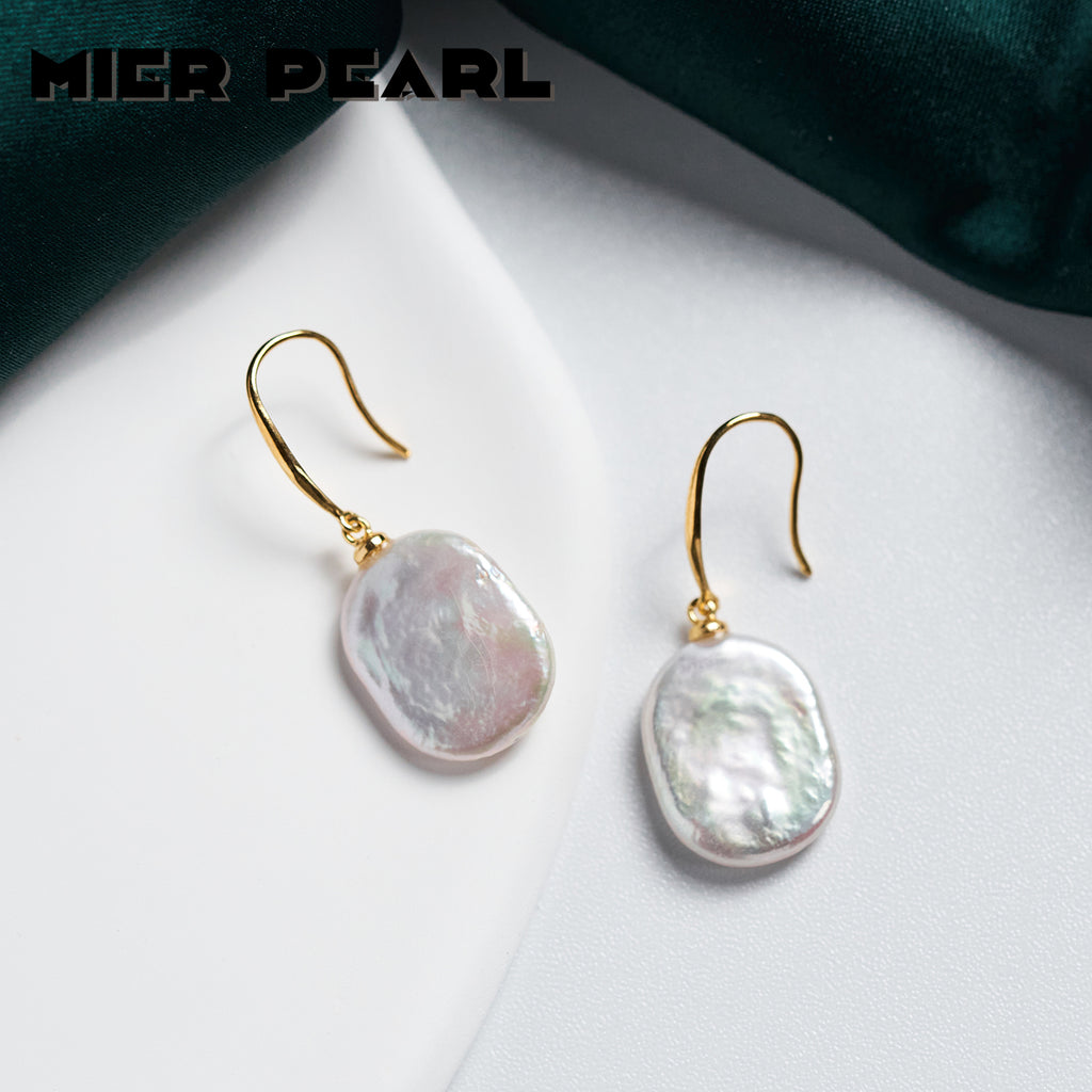 Hot Selling 925 Silver Baroque Drop Pearl Earrings Good Quality Freshwater Pearl Ear Hook