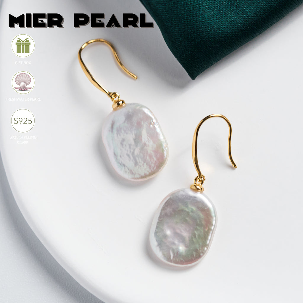 Hot Selling 925 Silver Baroque Drop Pearl Earrings Good Quality Freshwater Pearl Ear Hook