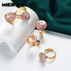 Cheap natural freshwater purple button Baroque pearl ring, fashionable and versatile open-end ring suitable for girls