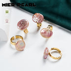 Cheap natural freshwater purple button Baroque pearl ring, fashionable and versatile open-end ring suitable for girls