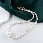 Real Natural Freshwater Pearl Necklace 14-15mm High Quality Large Size Baroque Loose Beads with 4-5mm Rice Pearl Chain for Gift