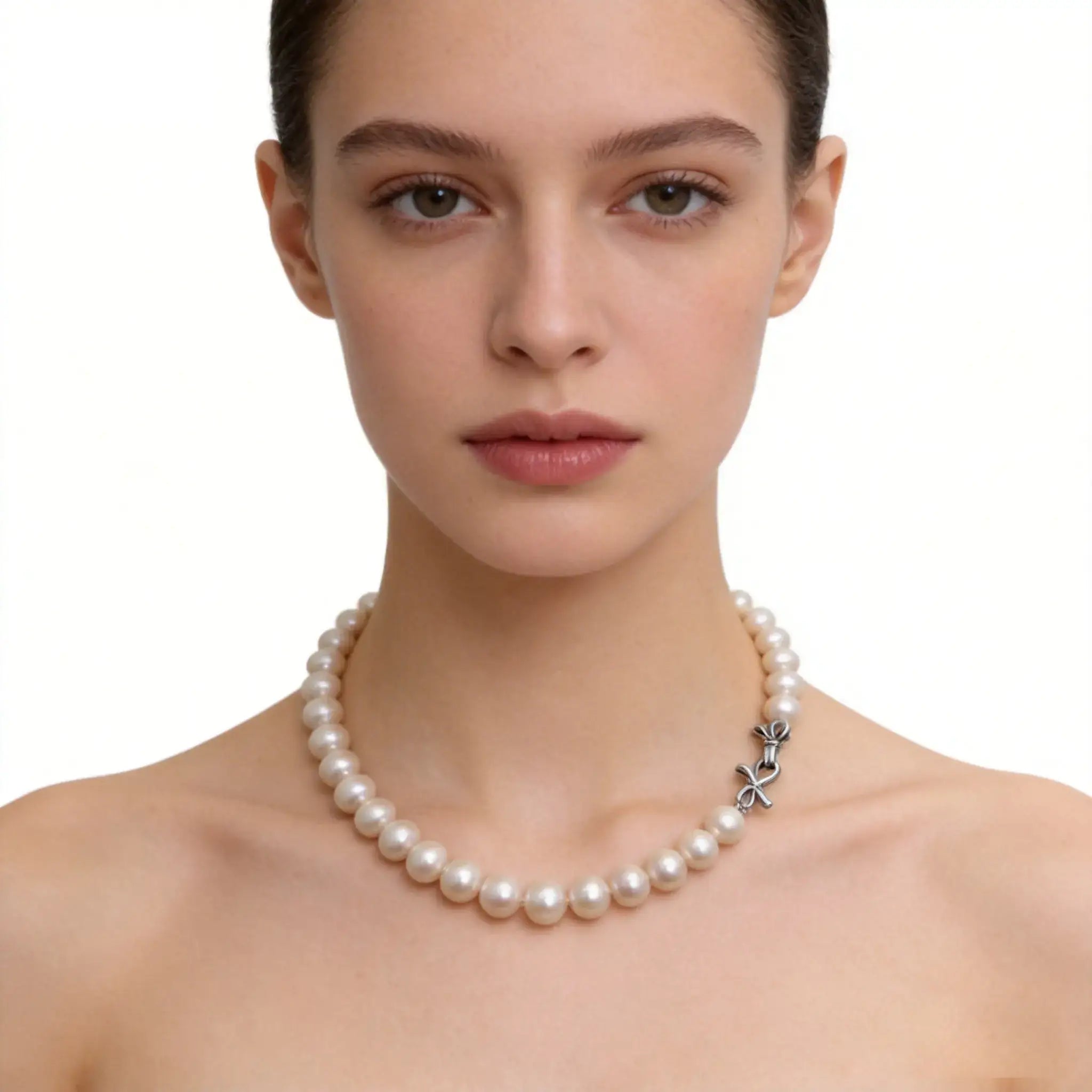 Natural freshwater white round pearl starry necklace, a pearl necklace with a warm and elegant temperament, suitable for women