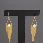 Panic Buying Natural freshwater white pearl earrings, fashionable long tassel earrings suitable for women girls