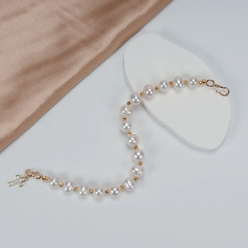 Real Natural Freshwater Pearl Bracelet Classic  Potato Pearl Bracelet Adjustable For Women Gift