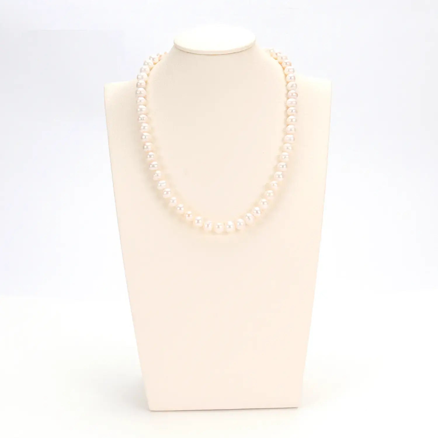 Top Fashion Natural freshwater white nearly circular Baroque pearl full bead necklace S925 pure silver chain, suitable for women
