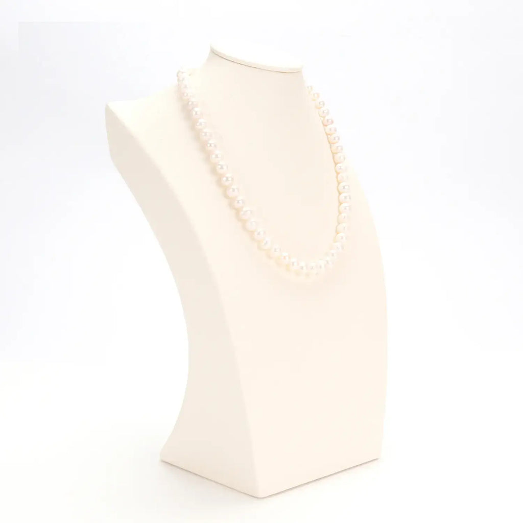 Top Fashion Natural freshwater white nearly circular Baroque pearl full bead necklace S925 pure silver chain, suitable for women