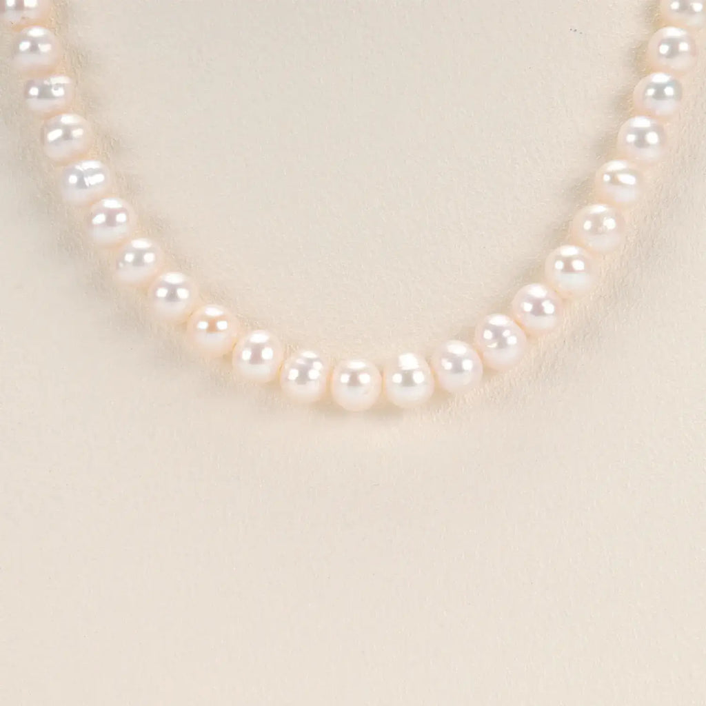 Top Fashion Natural freshwater white nearly circular Baroque pearl full bead necklace S925 pure silver chain, suitable for women