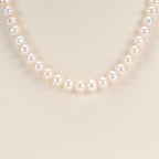 Top Fashion Natural freshwater white nearly circular Baroque pearl full bead necklace S925 pure silver chain, suitable for women