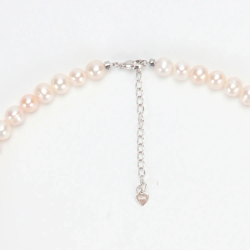 Top Fashion Natural freshwater white nearly circular Baroque pearl full bead necklace S925 pure silver chain, suitable for women