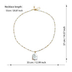 Recommend Vintage large square natural freshwater pearl necklace baroque pearl pendant for women & girl gift