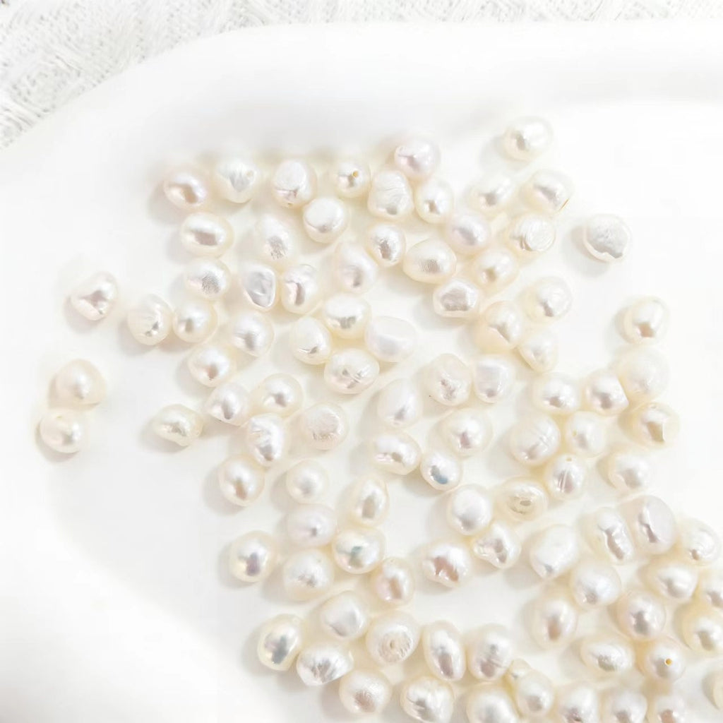 DIY Material Natural freshwater white Baroque pearl loose beads, 7-8mm  AAA grade pearls with two sides shining vertically