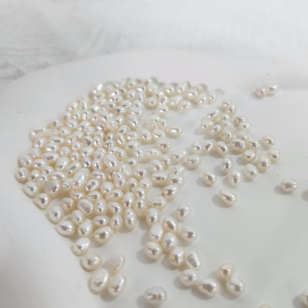 DIY Material Natural freshwater white rice shaped pearl loose beads 3-4mm,  AAA grade pearls