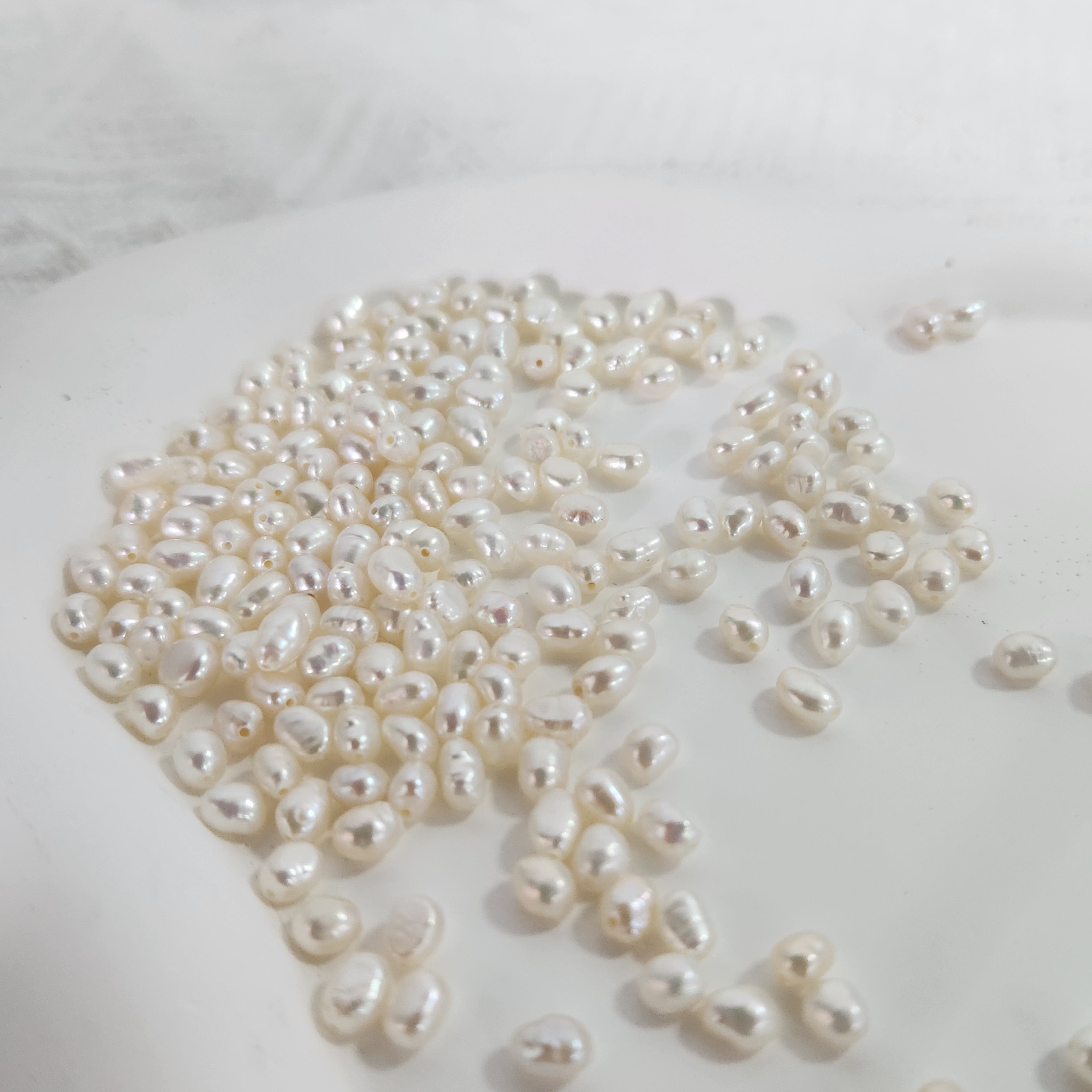 DIY Material Natural freshwater white rice shaped pearl loose beads 3-4mm,  AAA grade pearls