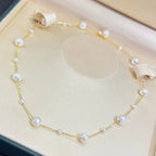 Hot selling Natural Freshwater white bead spaced starry sky necklace, Fashionable and exquisite pearl necklace for women