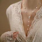 Hot selling Natural Freshwater white pearl starry butterfly necklace, Fashionable and exquisite pearl necklace for women