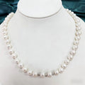 Hot selling Natural Freshwater white oval pearl S925 silver full pearl necklace, Fashionable classic pearl necklace for women