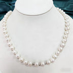 Hot selling Natural Freshwater white oval pearl S925 silver full pearl necklace, Fashionable classic pearl necklace for women
