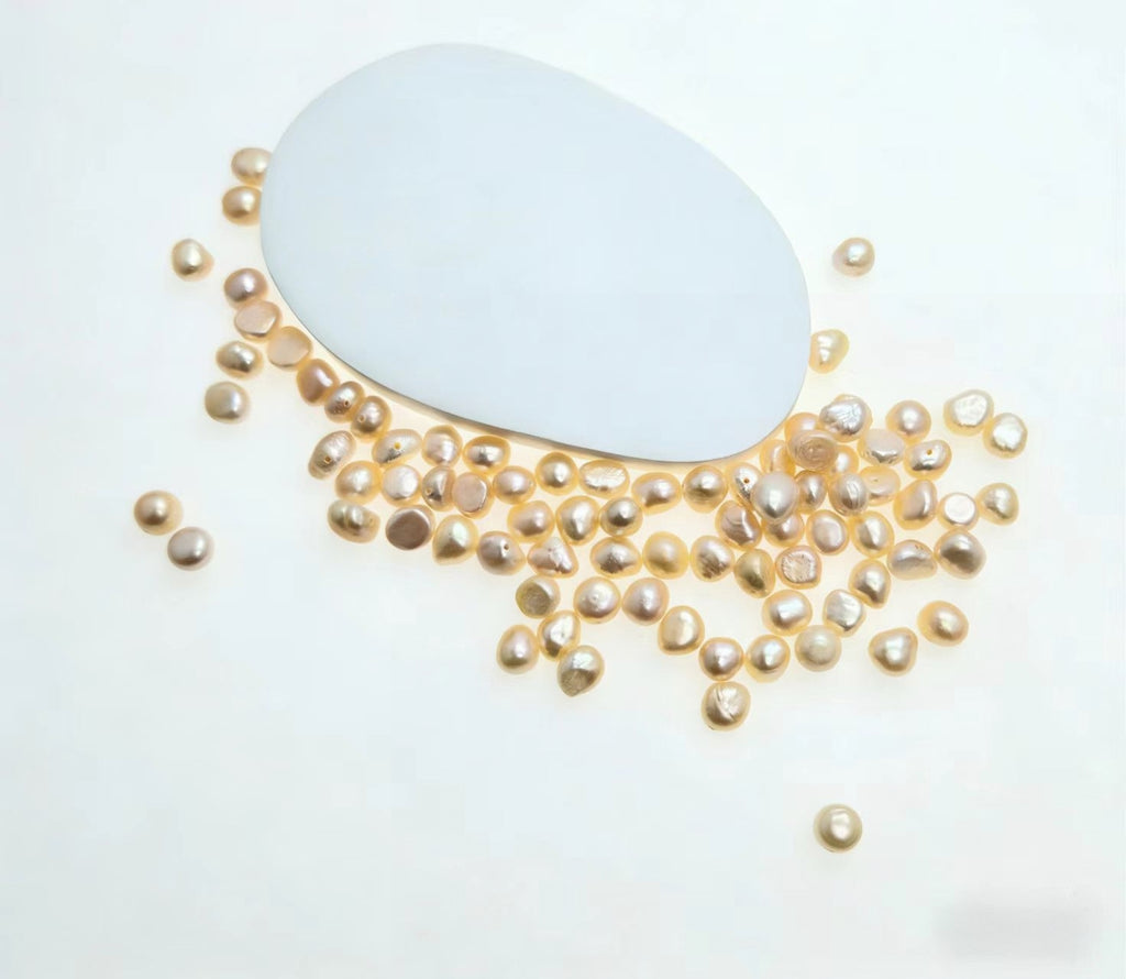 DIY Material Natural freshwater pink Baroque pearl loose beads, 7-8mm  AAA grade pearls with two sides shining horizontally