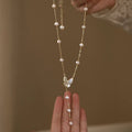Hot selling Natural Freshwater white pearl starry butterfly necklace, Fashionable and exquisite pearl necklace for women