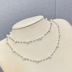 Hot selling Natural Freshwater white oval pearl starry sky necklace sweater chain, Fashionable and exquisite pearl necklace for women