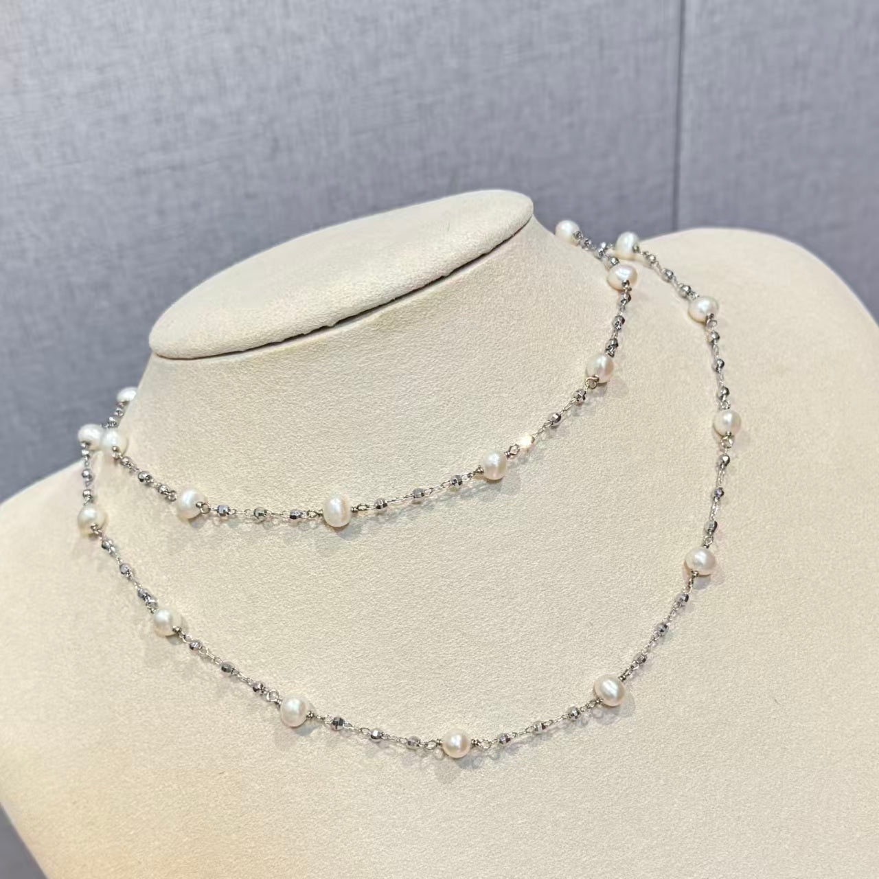 Hot selling Natural Freshwater white oval pearl starry sky necklace sweater chain, Fashionable and exquisite pearl necklace for women