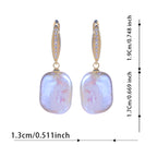 Hot selling Natural Freshwater white Baroque square ear buckle in gold and silver for women to wear