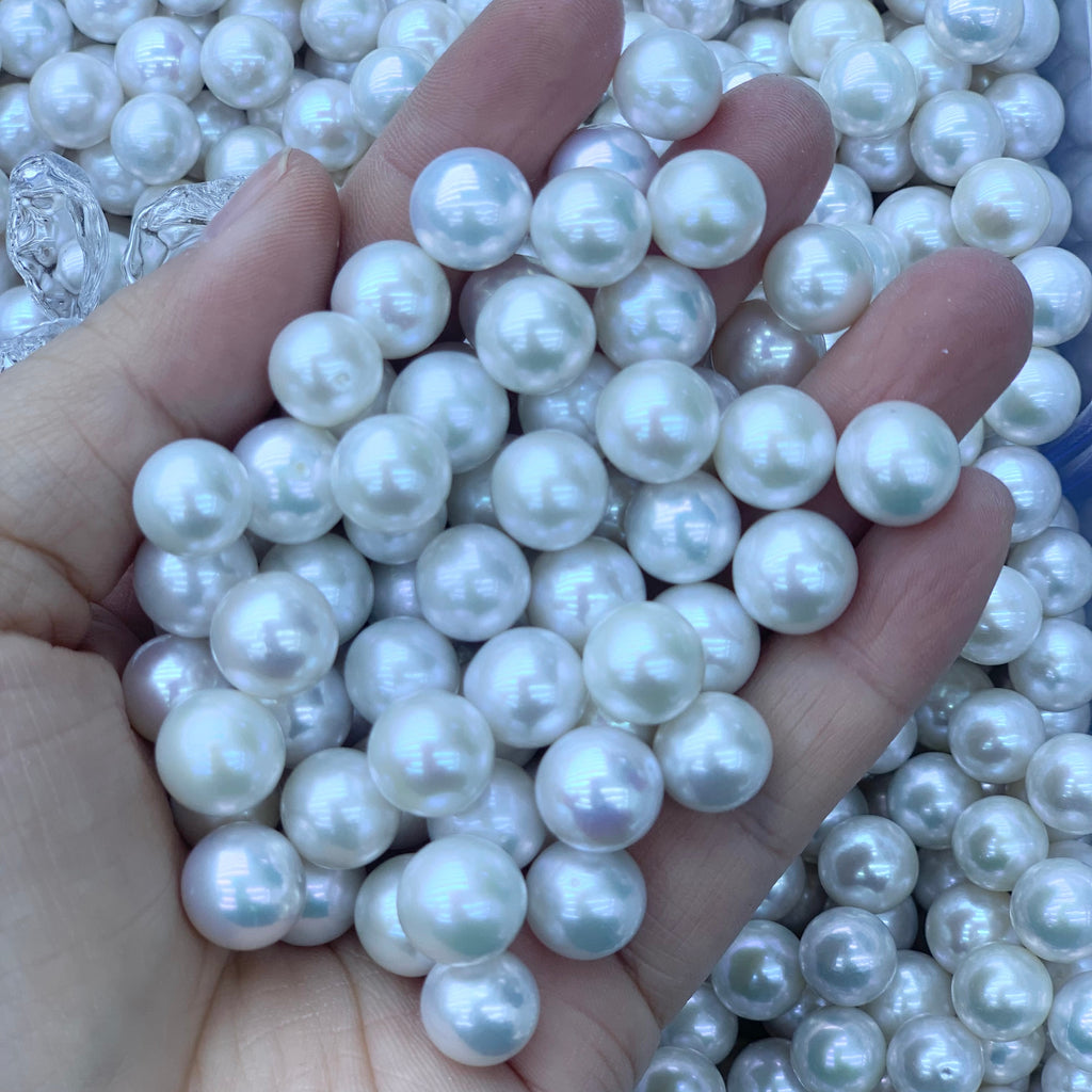 DIY Material Wholesale natural freshwater white round pearl loose beads, 10-11 12-13mm AAA grade pearls