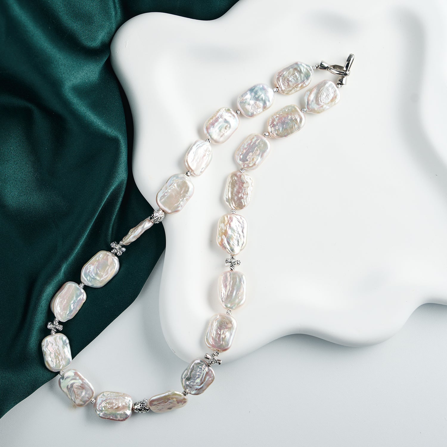 Good Quality Beaded  Baroque Pearl Necklace Natural Freshwater Pearls Rectangle Shape Choker Necklaces For Women
