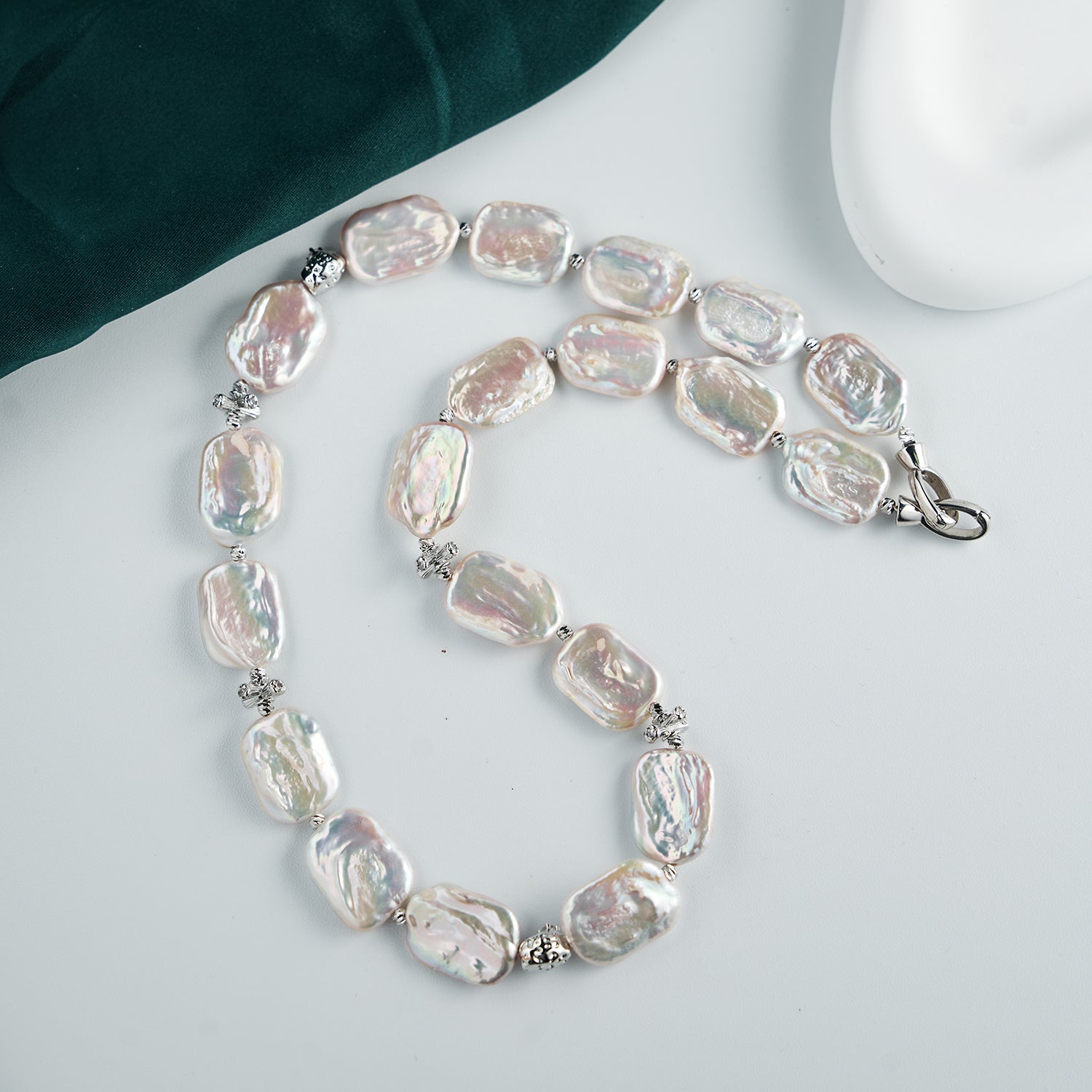 Good Quality Beaded  Baroque Pearl Necklace Natural Freshwater Pearls Rectangle Shape Choker Necklaces For Women