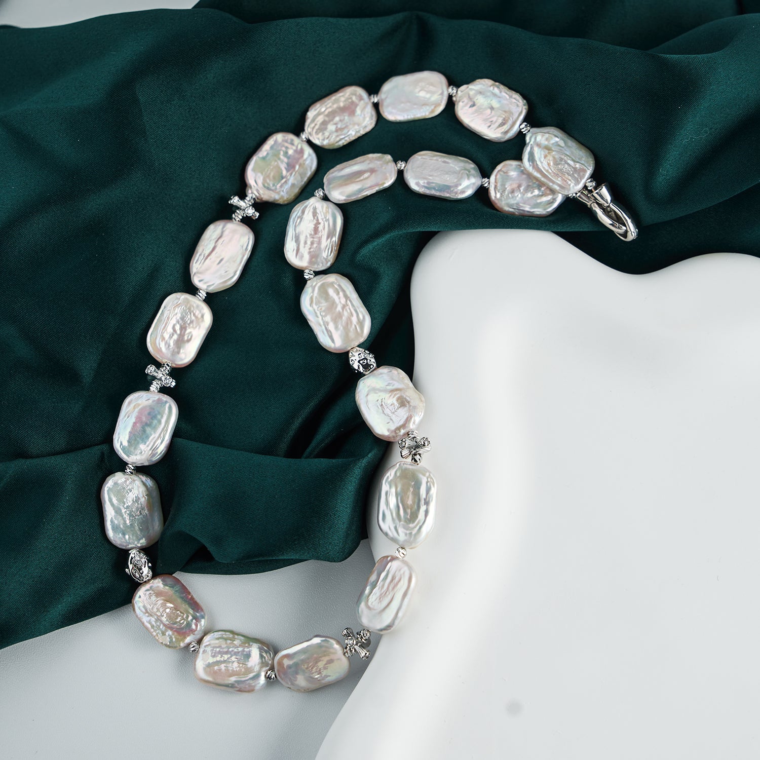 Good Quality Beaded  Baroque Pearl Necklace Natural Freshwater Pearls Rectangle Shape Choker Necklaces For Women
