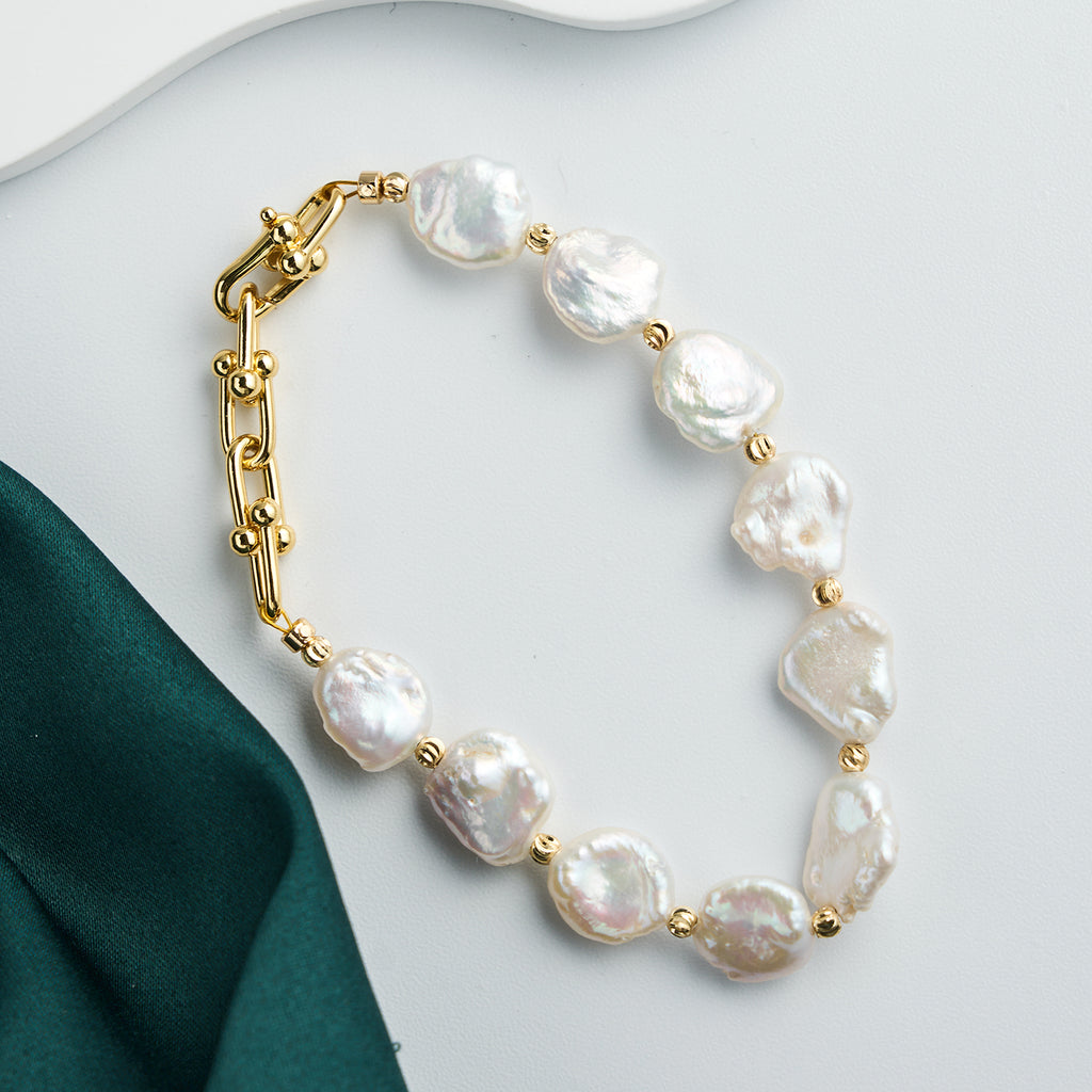 Fashion Baroque Pearl Chain Bracelet  Sweet Romantic Wedding Irregular Pearl Bracelet For Women Girls