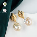Promotional Freshwater White Pearl Earrings Large Baroque Pearl Earrings Women's Wedding Jewelry Set Gift Luxury Earrings