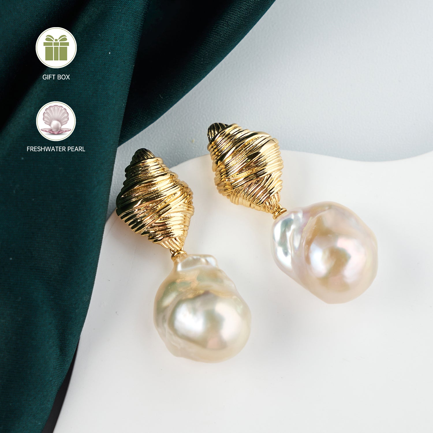 Promotional Freshwater White Pearl Earrings Large Baroque Pearl Earrings Women's Wedding Jewelry Set Gift Luxury Earrings