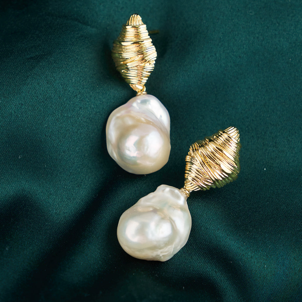 Promotional Freshwater White Pearl Earrings Large Baroque Pearl Earrings Women's Wedding Jewelry Set Gift Luxury Earrings